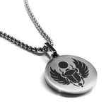 Stainless Steel Scarab Good Luck Charm Round Medallion Pendant