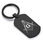 Stainless Steel Masonic Square and Compass Symbol Dog Tag Keychain - Comfort Zone Studios
