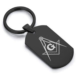Stainless Steel Masonic Square and Compass Symbol Dog Tag Keychain - Comfort Zone Studios