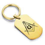Stainless Steel Masonic Square and Compass Symbol Dog Tag Keychain - Comfort Zone Studios