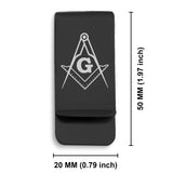 Stainless Steel Masonic Square and Compass Symbol Classic Slim Money Clip