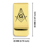Stainless Steel Masonic Square and Compass Symbol Classic Slim Money Clip