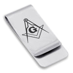 Stainless Steel Masonic Square and Compass Symbol Classic Slim Money Clip