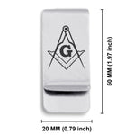 Stainless Steel Masonic Square and Compass Symbol Classic Slim Money Clip