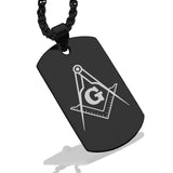 Stainless Steel Masonic Square and Compass Symbol Dog Tag Pendant - Comfort Zone Studios