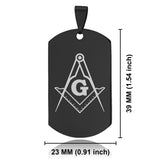 Stainless Steel Masonic Square and Compass Symbol Dog Tag Pendant - Comfort Zone Studios