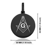 Stainless Steel Masonic Square and Compass Symbol Round Medallion Keychain