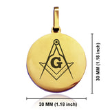Stainless Steel Masonic Square and Compass Symbol Round Medallion Pendant