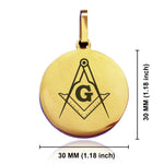 Stainless Steel Masonic Square and Compass Symbol Round Medallion Keychain