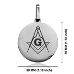 Stainless Steel Masonic Square and Compass Symbol Round Medallion Pendant
