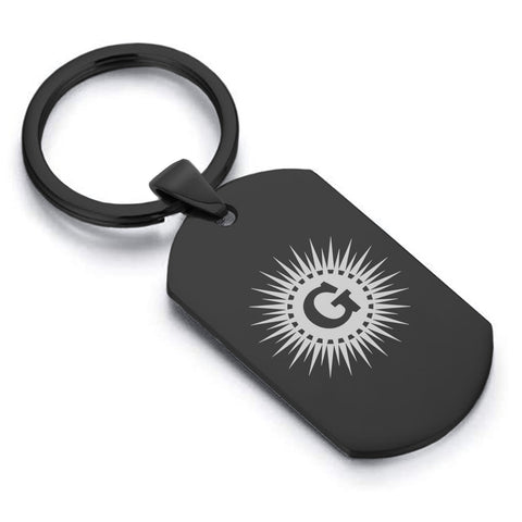 Stainless Steel Masonic Letter G Symbol Dog Tag Keychain - Comfort Zone Studios