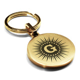 Stainless Steel Masonic Letter G Symbol Round Medallion Keychain