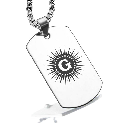 Stainless Steel Masonic Letter G Symbol Dog Tag Pendant - Comfort Zone Studios