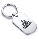 Stainless Steel Masonic All Seeing Eye Symbol Dog Tag Keychain - Comfort Zone Studios
