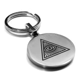 Stainless Steel Masonic All Seeing Eye Symbol Round Medallion Keychain