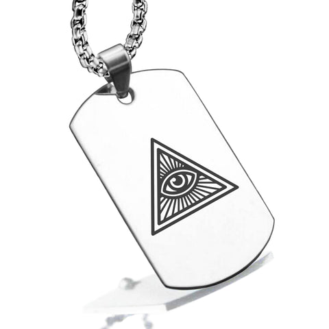 Stainless Steel Masonic All Seeing Eye Symbol Dog Tag Pendant - Comfort Zone Studios