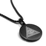 Stainless Steel Masonic All Seeing Eye Symbol Round Medallion Pendant