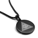 Stainless Steel Masonic All Seeing Eye Symbol Round Medallion Pendant
