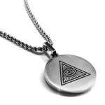 Stainless Steel Masonic All Seeing Eye Symbol Round Medallion Pendant