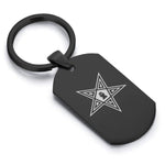 Stainless Steel Masonic Blazing Eastern Star Symbol Dog Tag Keychain - Comfort Zone Studios