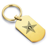 Stainless Steel Masonic Blazing Eastern Star Symbol Dog Tag Keychain - Comfort Zone Studios