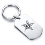 Stainless Steel Masonic Blazing Eastern Star Symbol Dog Tag Keychain - Comfort Zone Studios