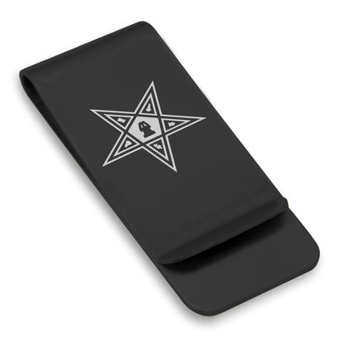 Stainless Steel Masonic Blazing Eastern Star Symbol Classic Slim Money Clip
