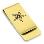 Stainless Steel Masonic Blazing Eastern Star Symbol Classic Slim Money Clip
