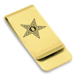 Stainless Steel Masonic Blazing Eastern Star Symbol Classic Slim Money Clip