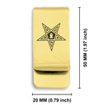 Stainless Steel Masonic Blazing Eastern Star Symbol Classic Slim Money Clip