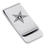 Stainless Steel Masonic Blazing Eastern Star Symbol Classic Slim Money Clip