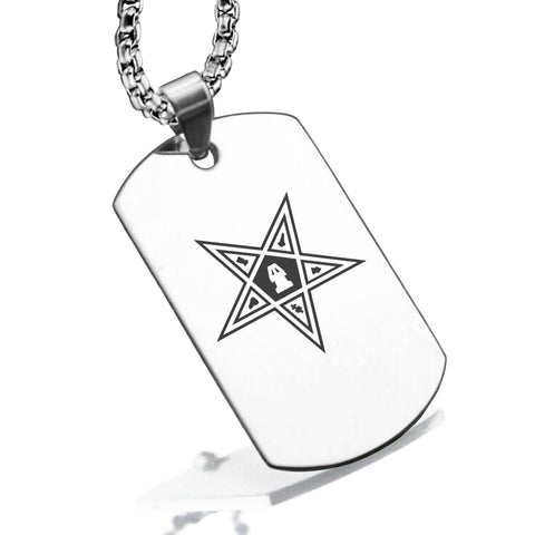 Stainless Steel Masonic Blazing Eastern Star Symbol Dog Tag Pendant - Comfort Zone Studios
