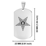 Stainless Steel Masonic Blazing Eastern Star Symbol Dog Tag Keychain - Comfort Zone Studios