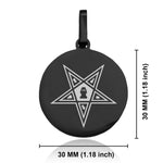 Stainless Steel Masonic Blazing Eastern Star Symbol Round Medallion Keychain