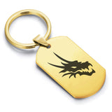 Stainless Steel Mythical Dragon Head Dog Tag Keychain - Comfort Zone Studios