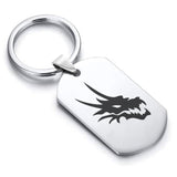 Stainless Steel Mythical Dragon Head Dog Tag Keychain - Comfort Zone Studios