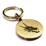 Stainless Steel Mythical Dragon Head Round Medallion Keychain