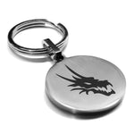 Stainless Steel Mythical Dragon Head Round Medallion Keychain