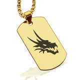 Stainless Steel Mythical Dragon Head Dog Tag Pendant - Comfort Zone Studios
