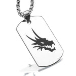 Stainless Steel Mythical Dragon Head Dog Tag Pendant - Comfort Zone Studios