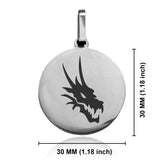 Stainless Steel Mythical Dragon Head Round Medallion Keychain