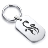 Stainless Steel Mythical Hydra Head Dog Tag Keychain - Comfort Zone Studios