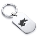 Stainless Steel Mythical Unicorn Head Dog Tag Keychain - Comfort Zone Studios