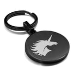 Stainless Steel Mythical Unicorn Head Round Medallion Keychain