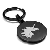 Stainless Steel Mythical Unicorn Head Round Medallion Keychain
