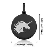 Stainless Steel Mythical Unicorn Head Round Medallion Pendant