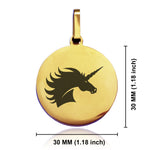 Stainless Steel Mythical Unicorn Head Round Medallion Keychain