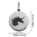 Stainless Steel Mythical Unicorn Head Round Medallion Keychain