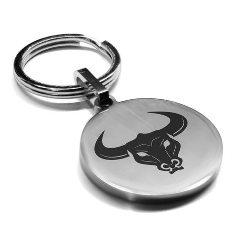 Stainless Steel Mythical Minotaur Head Round Medallion Keychain