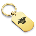 Stainless Steel Mythical Cerberus Head Dog Tag Keychain - Comfort Zone Studios